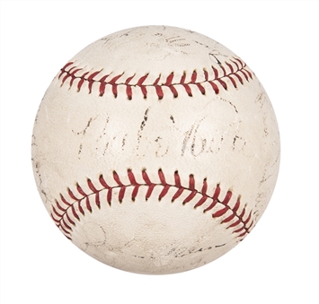 1934 New York Yankees Team Signed OAL Harridge Baseball With 20 Signatures Including Ruth & Gehrig (JSA & PSA/DNA)